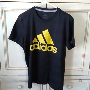 Adidas The Go To Performance T-Shirt Black with Gold Stripes